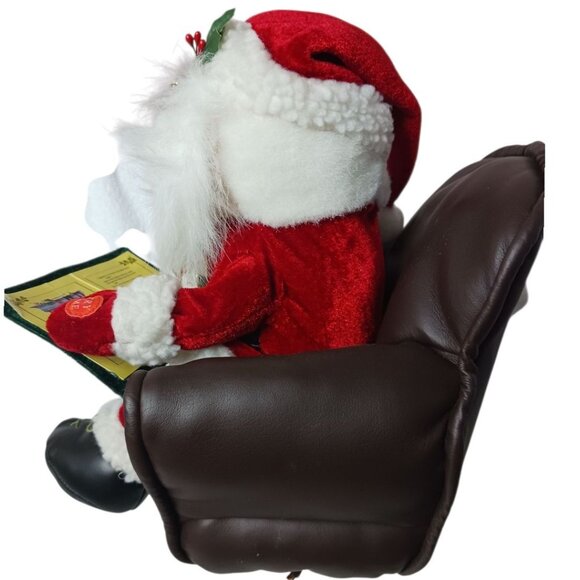 Santa Claus Story Telling Seated With In Brown Chair With Book & Glasses - Picture 3 of 9